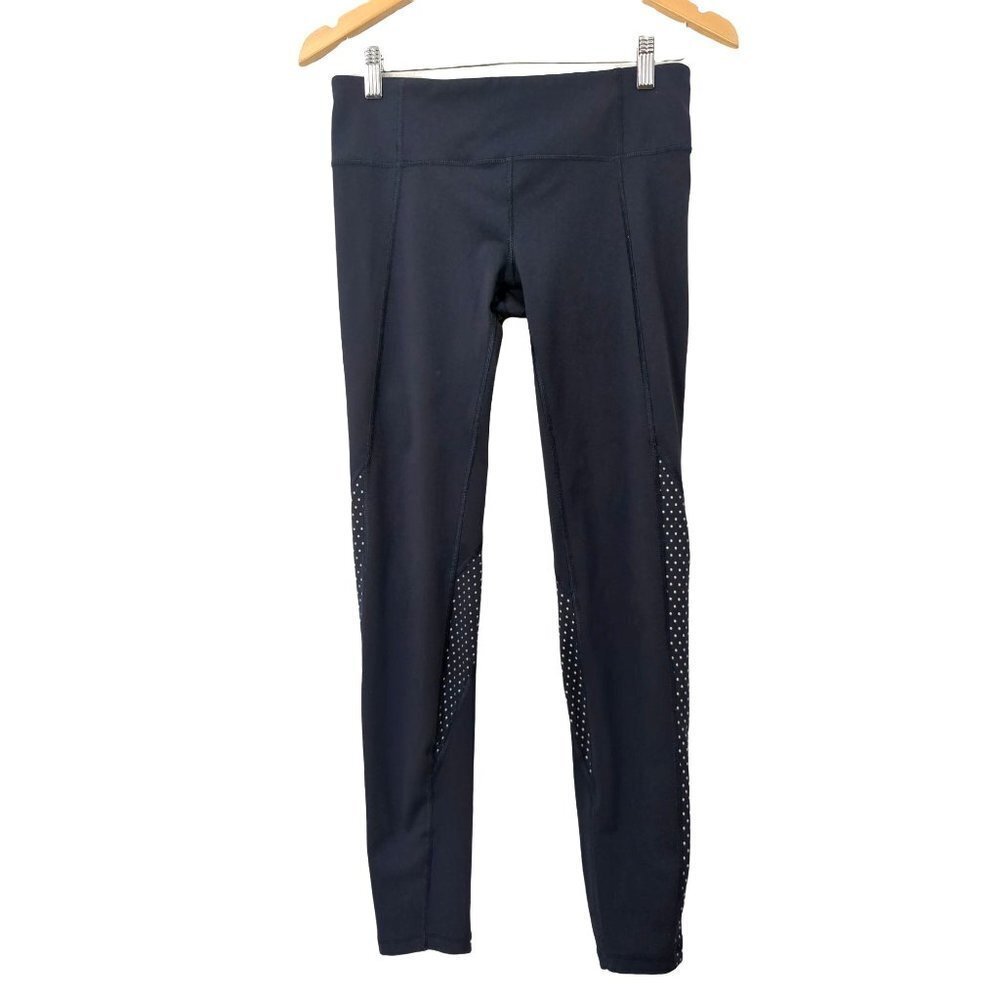 Gap Fit Leggings Womens M‎ Blue Silver Polkadot Reflective Full Length GFast